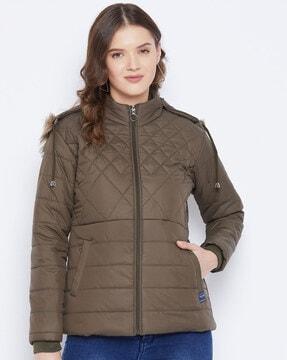 hooded puffer jacket with insert pockets