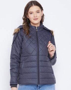 hooded puffer jacket with insert pockets