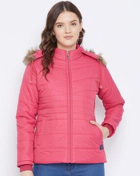 hooded puffer jacket with insert pockets