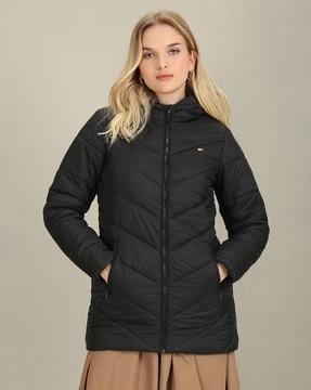 hooded puffer jacket with insert pockets