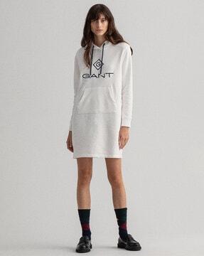 hooded shift dress with kangaroo pocket