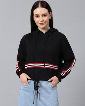 hooded sweatshirt with contrast stripes