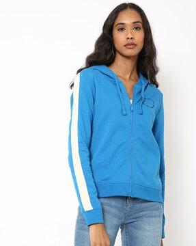 hooded sweatshirt with contrast taping