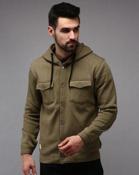 hooded sweatshirt with flap pockets