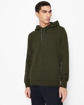 hooded sweatshirt with logo print on front & back