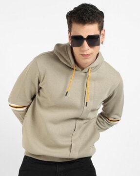 hooded sweatshirt with ribbed hem