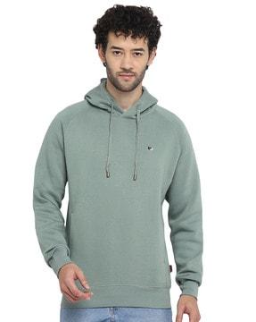 hooded sweatshirt with ribbed hem