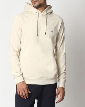 hooded sweatshirt with ribbed hems