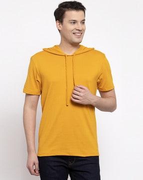 hooded sweatshirt with short sleeves