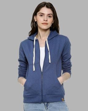 hooded sweatshirt with zip-front closure