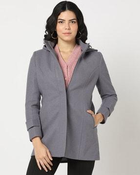 hooded trench coat with insert pockets