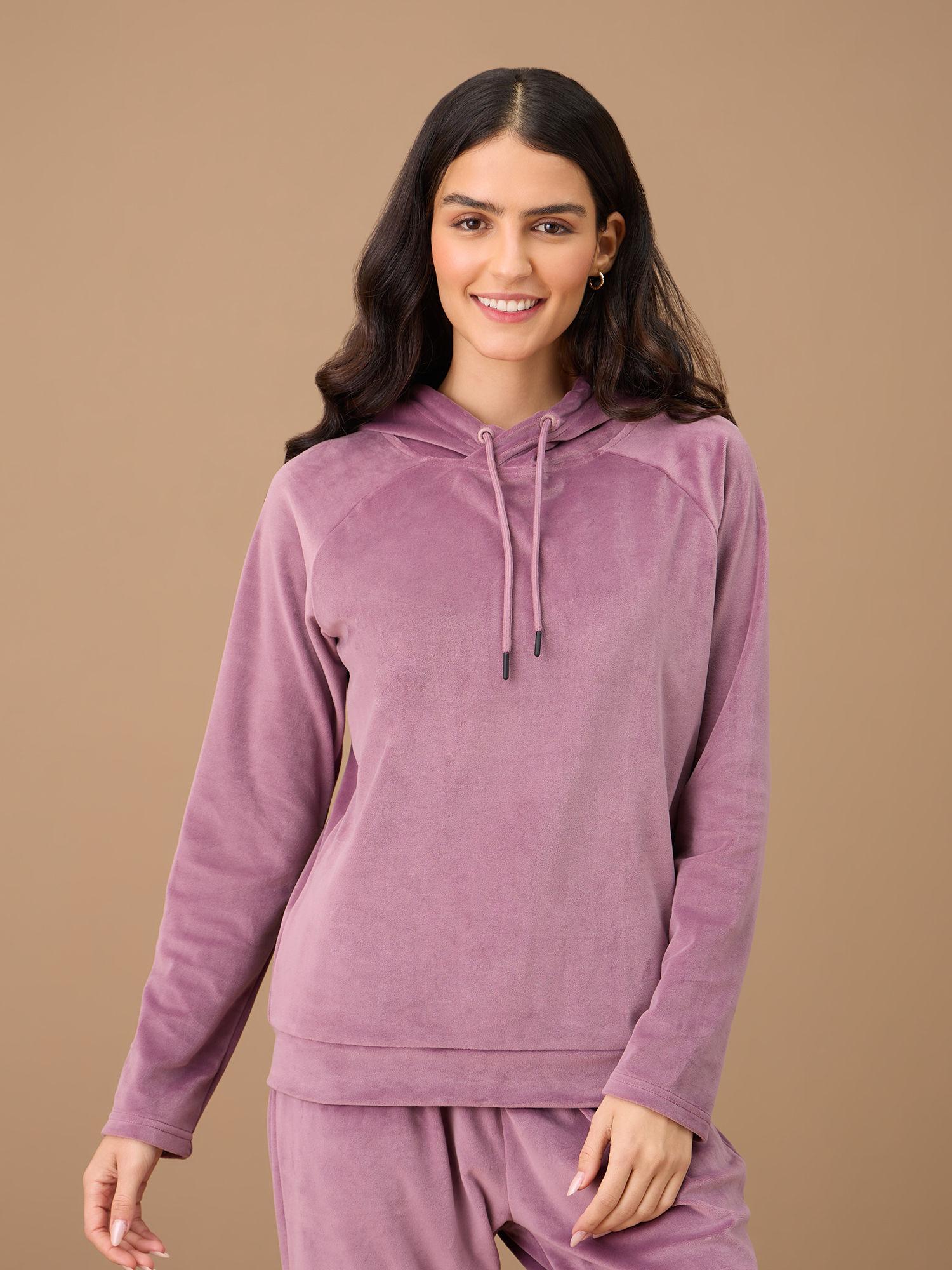 hooded velour sweatshirt - nys052 - grape