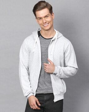 hooded zip-front sweatshirt with insert pockets