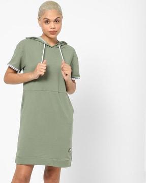 hoodie dress with drawstring fastening