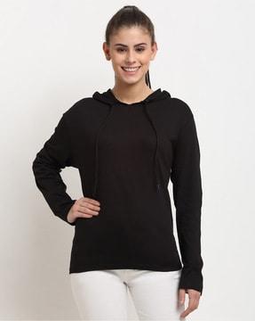 hoodie with banded hems