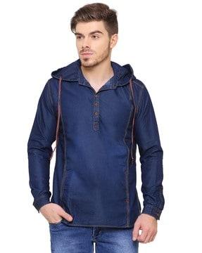 hoodie with button placket