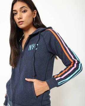 hoodie with striped raglan sleeves