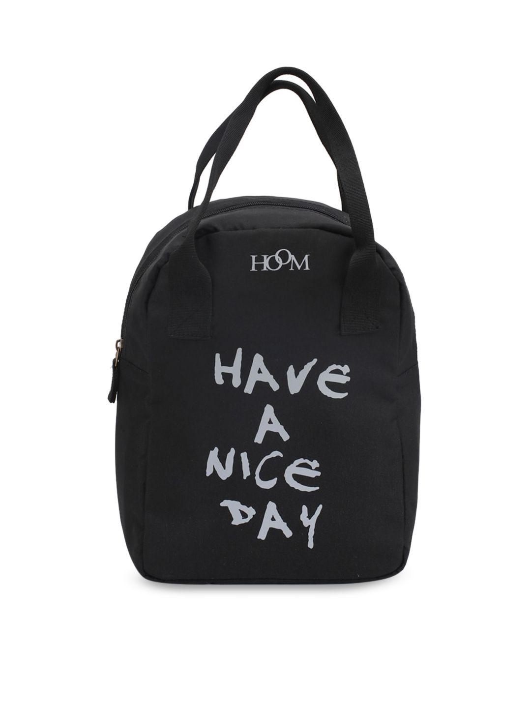 hoom black & grey printed lunch bag travel accessory