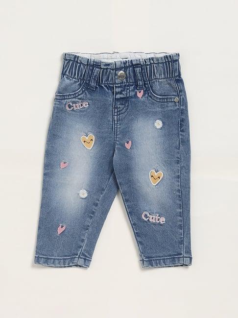 hop baby by westside blue denim embroidered jeans