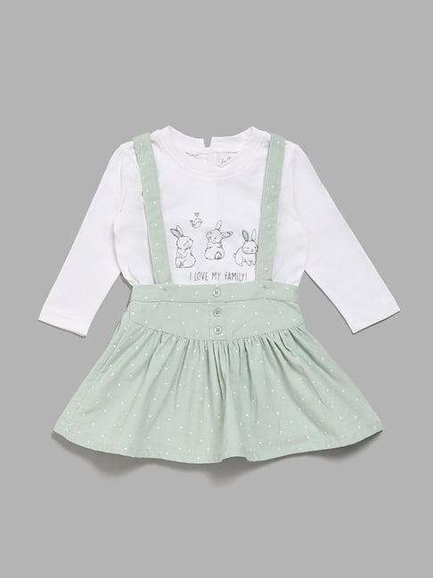 hop-baby-by-westside-mint-green-dungaree-skirt-with-t-shirt