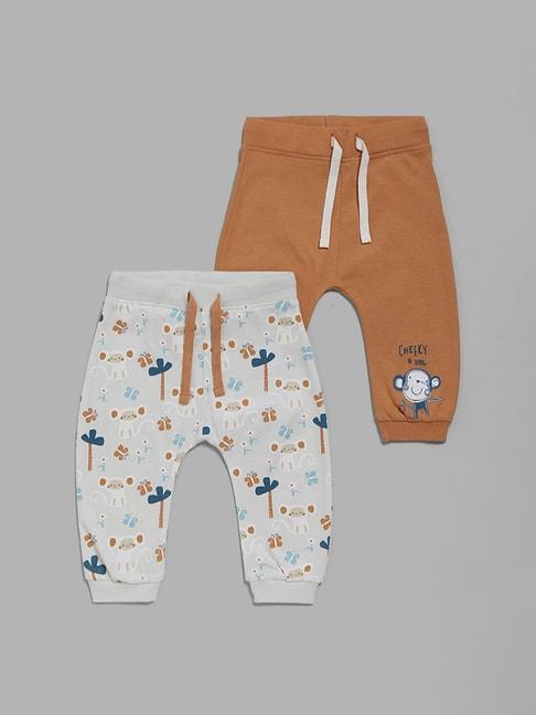 hop baby by westside monkey printed multicolor joggers - pack of 2