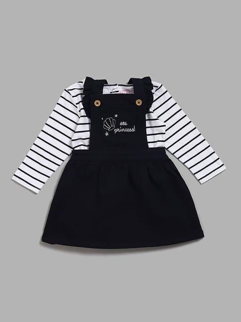 hop baby by westside striped t-shirt with navy dungaree