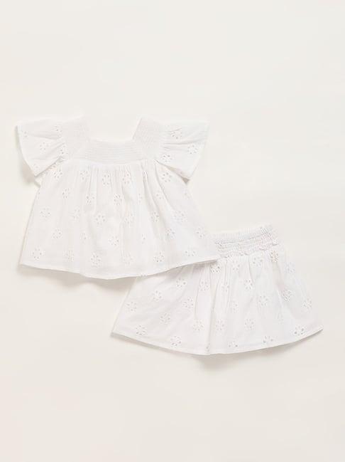 hop baby by westside white top & skirt set