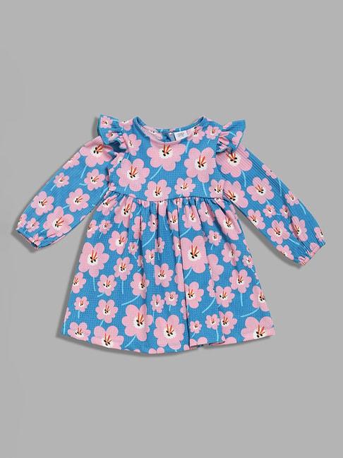 hop kids by westside blue floral printed dress