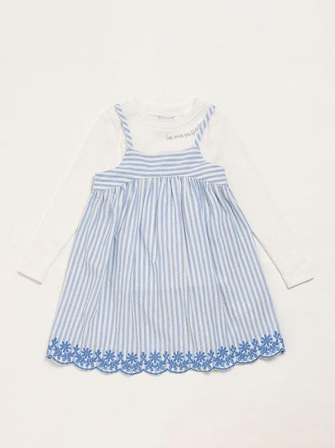 hop kids by westside blue striped pinafore dress with t-shirt