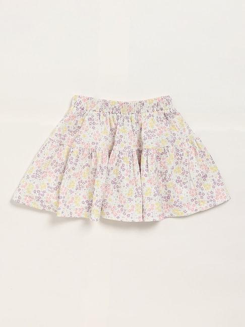 hop kids by westside floral print white pleated skirt
