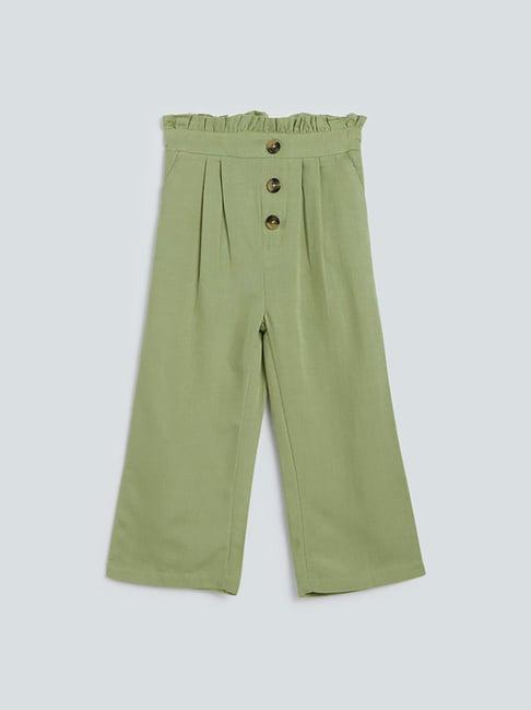 hop kids by westside green flared paperbag pants