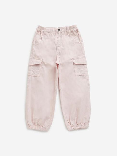 hop kids by westside light pink cargo-style mid rise joggers