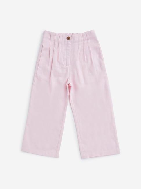 hop kids by westside light pink pleated wide-leg pants