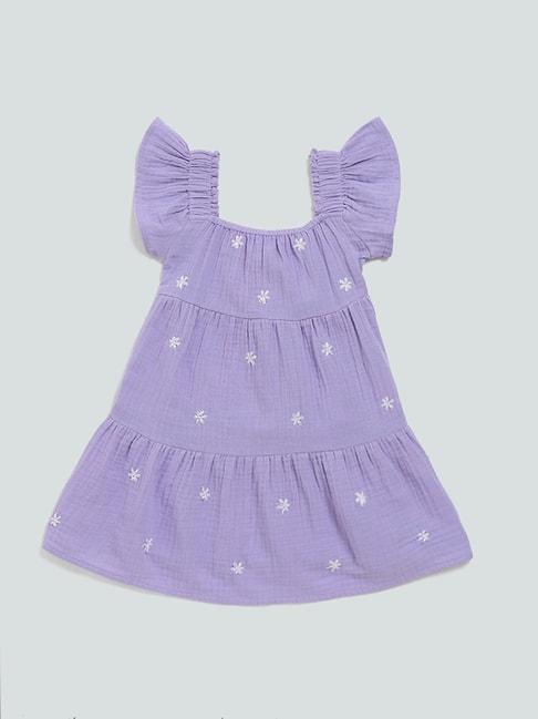 hop kids by westside lilac floral embroidered tiered dress