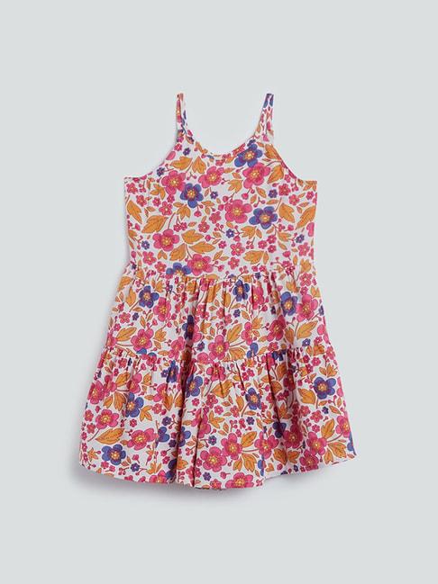 hop kids by westside multicolour printed tiered dress