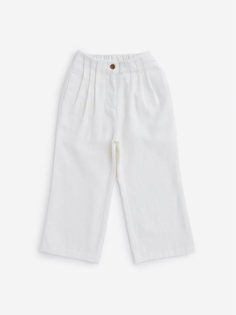hop kids by westside off-white pleated wide-leg pants