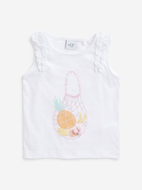 hop kids by westside off-white ruffle-detailed top