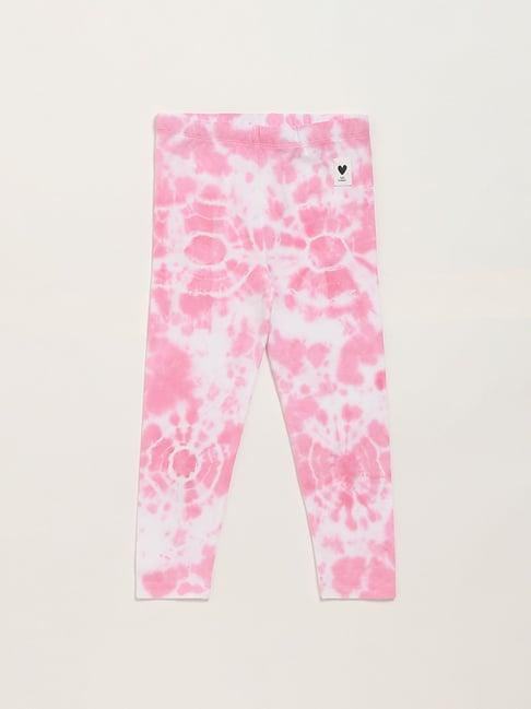 hop kids by westside pink & white giraffe print leggings