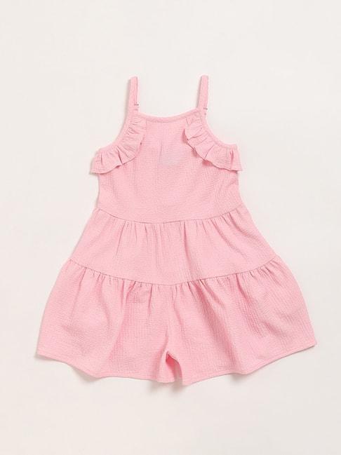hop kids by westside pink self-patterned dress