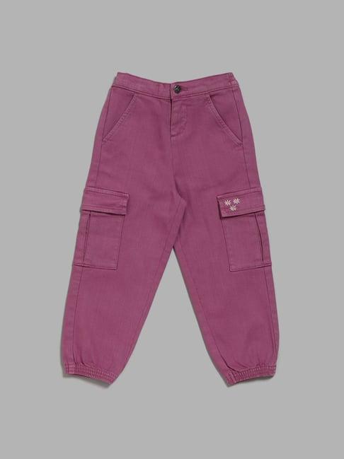 hop kids by westside purple embroidered cargo joggers