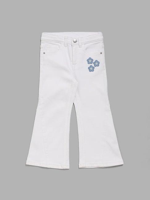 hop kids by westside white embroidered jeans