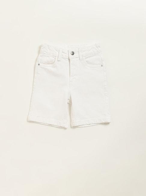 hop kids by westside white mid rise shorts