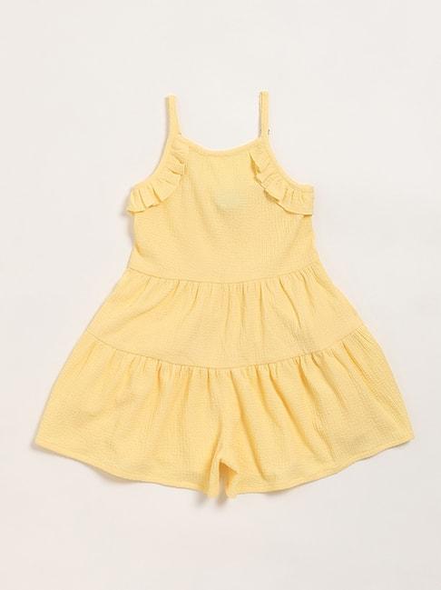 hop kids by westside yellow self-patterned dress