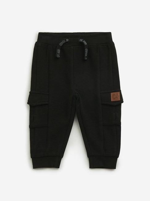 hop baby by westside black ribbed mid rise joggers