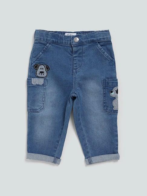 hop baby by westside blue dog patch work jeans