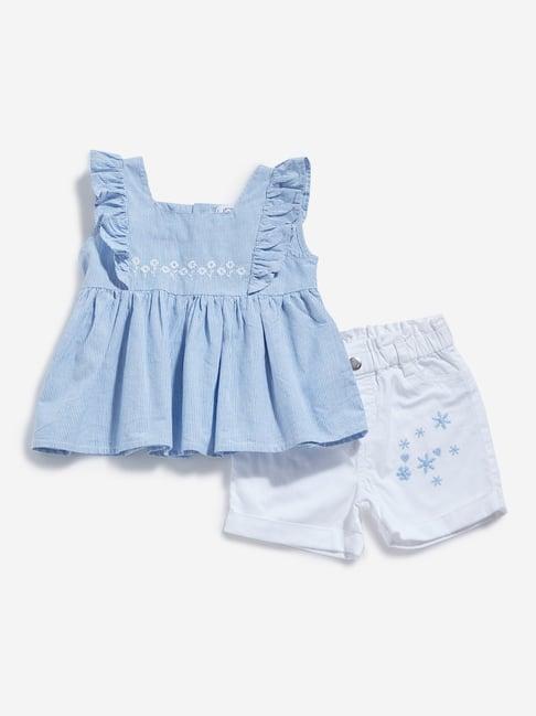 hop baby by westside blue striped casual dress with shorts set