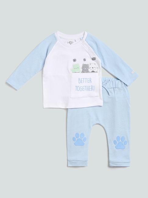 hop baby by westside blue t-shirt & pant set