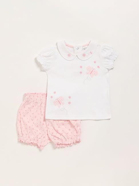 hop baby by westside blush pink embroidered top with shorts set