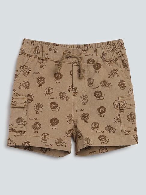 hop baby by westside brown printed cargo-style shorts