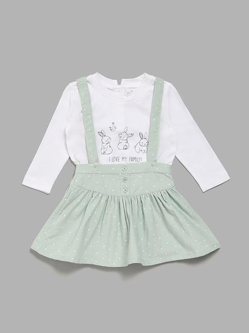 hop baby by westside mint green dungaree skirt with t-shirt
